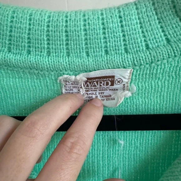 Vintage Mint Green Women's Sweater Cardigan Button - Picture 5 of 5